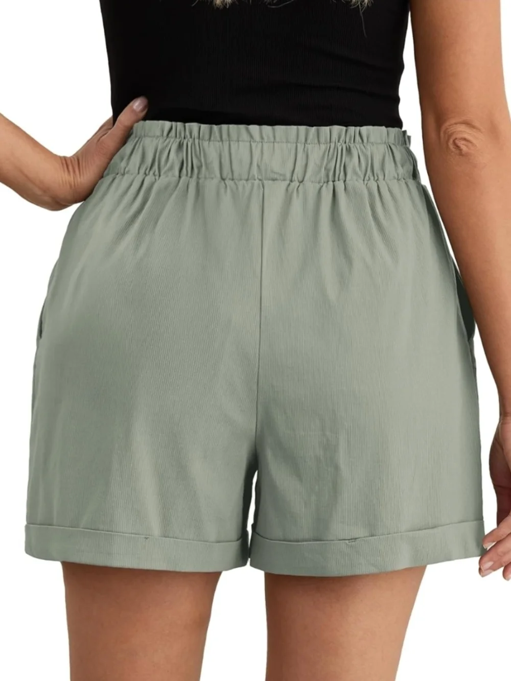 Feiersi Gray Green Summer Wide Leg Beach Shorts w/ Buttons - Size XL (EUC)